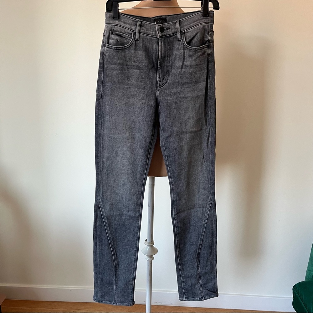 Mother The Rascal Sliced Up Heel Grey High Waisted Straight Leg Jeans EUC Sz 26